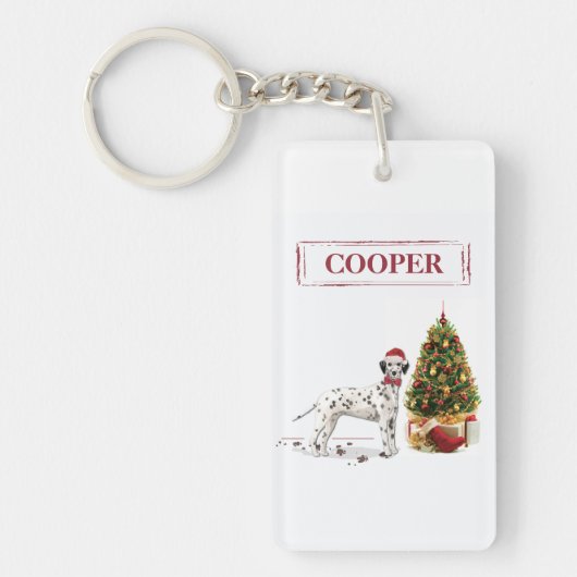おもしろいクリスマスダレメーションドッグ&ツリー キーホルダー (正面)