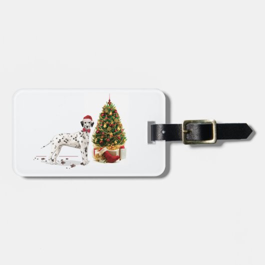 おもしろいクリスマスダレメーションドッグ&ツリー ラゲッジタグ (正面横)