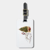 おもしろいクリスマスダレメーションドッグ&ツリー ラゲッジタグ (正面縦)