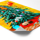 おもしろいクリスマスツリーのネコの創造活動 ポスター (角)