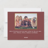 おもしろいクリスマスツリーの垂れ下がった猫写真 シーズンカード (裏面)