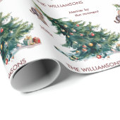 おもしろいクリスマスツリーの垂れ下がった猫写真 ラッピングペーパー (ロールコーナー)