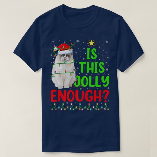 おもしろいクリスマスツリーはすてきラグドール猫C Tシャツ (デザイン正面)