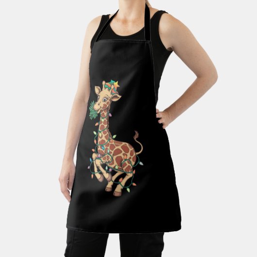 おもしろいクリスマスツリーキリン恋人のギフト愛 エプロン (インサイチュ)