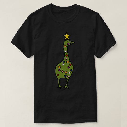 おもしろいクリスマスツリーゲーミングガチョウ Tシャツ (デザイン正面)