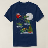 おもしろいクリスマスツリーサンタライディングスピノサウルス恐竜 Tシャツ (デザイン正面)