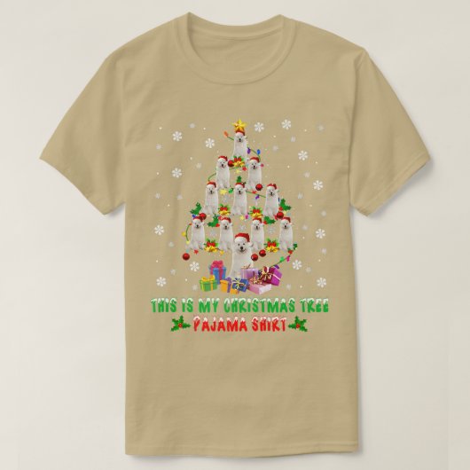 おもしろいクリスマスツリーサンタ・サモイド犬の恋人のギフト Tシャツ (デザイン正面)