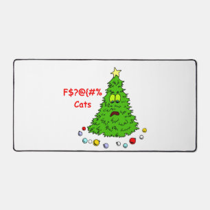 おもしろいクリスマスツリージョークキャッツクリスマス休日 デスクマット
