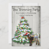 おもしろいクリスマスツリートリミングパーティーヤギ 招待状 (正面)