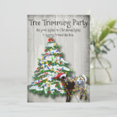 おもしろいクリスマスツリートリミングパーティーヤギ 招待状 (スタンド正面)