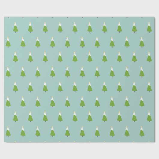 おもしろいクリスマスツリーパターン – アクアグリーンクリスマス ラッピングペーパー (フラット)