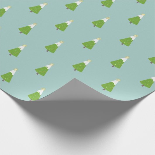おもしろいクリスマスツリーパターン – アクアグリーンクリスマス ラッピングペーパー (角)