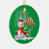 おもしろいクリスマスツリーフラミンゴハットサンタ最高のクリスマス セラミックオーナメント (右)