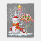 おもしろいクリスマスツリーフラミンゴハットサンタ最高のクリスマス フリースブランケット (正面)