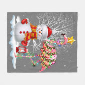 おもしろいクリスマスツリーフラミンゴハットサンタ最高のクリスマス フリースブランケット (正面(横))