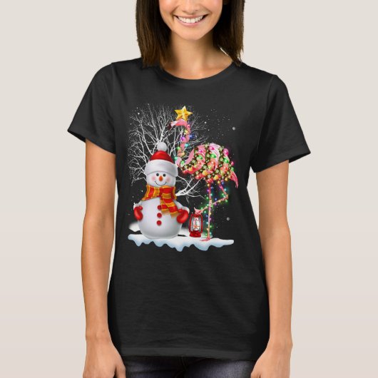 おもしろいクリスマスツリーフラミンゴハットサンタ最高のクリスマス Tシャツ (正面)