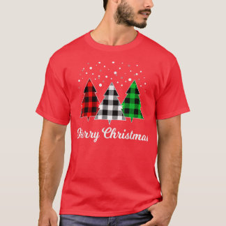 おもしろいクリスマスツリープレイドクリスマスツリーメリーChri Tシャツ
