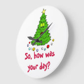 おもしろいクリスマスツリーホリデーツリー ラージ壁時計 (傾斜)