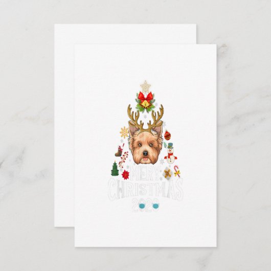 おもしろいクリスマスツリーヨークシャーの仮装 出欠カード (正面/裏面)