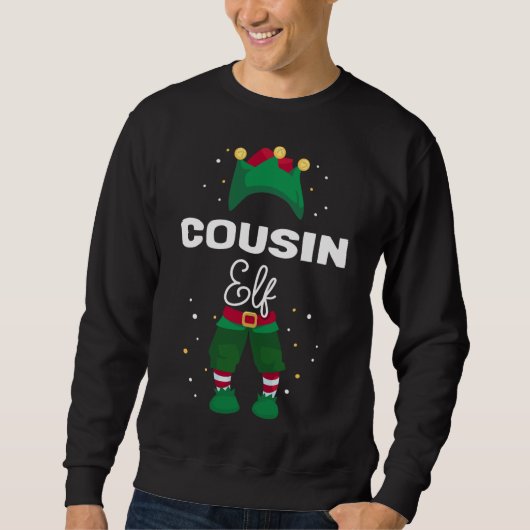 おもしろいクリスマスツリーライト醜いセーター従兄弟エル スウェットシャツ (正面)