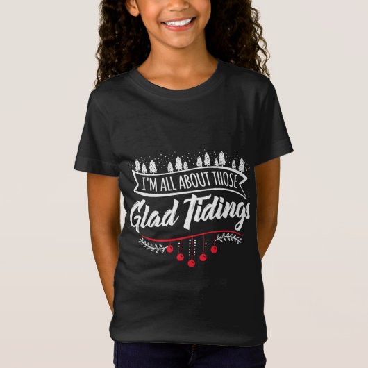 おもしろいクリスマスツリーライト醜いセーターGlad Tidi Tシャツ (正面)