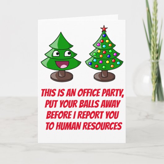 おもしろいクリスマスツリー – オフィスパーティー シーズンカード (正面)