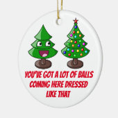 おもしろいクリスマスツリー – ボールの多い セラミックオーナメント (左)