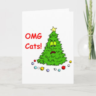 おもしろいクリスマスツリーOMG猫猫ネコクリスマス シーズンカード