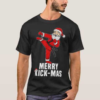 おもしろいクリスマステコンドサンタメリーキックマス Tシャツ