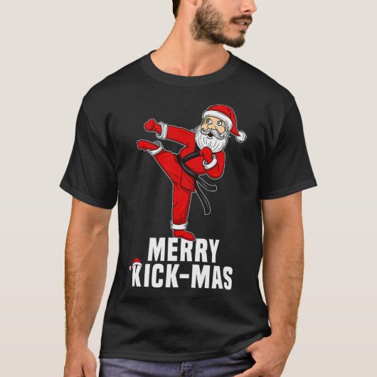 おもしろいクリスマステコンドサンタメリーキックマス Tシャツ (正面)