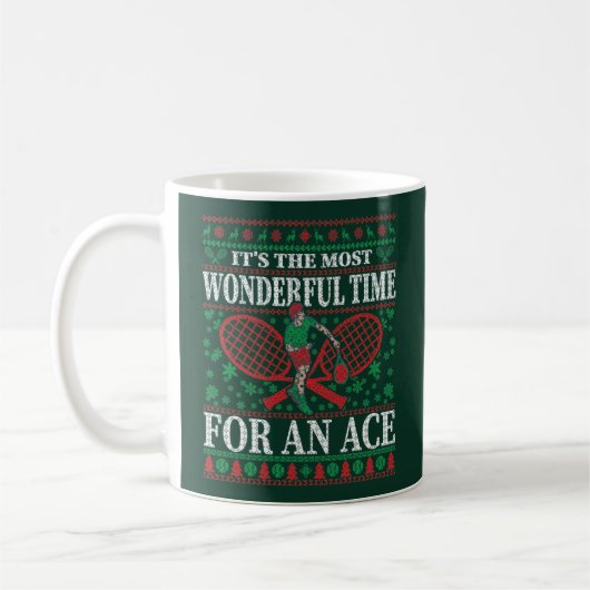 おもしろいクリスマステニス引用文醜いセーター コーヒーマグカップ (左)