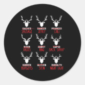 おもしろいクリスマスディアハンターズオールサンタのトナカイ ラウンドシール (正面)