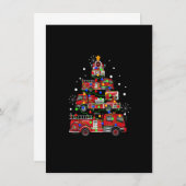 おもしろいクリスマスデコール消防車のクリスマス 招待状 (正面/裏面)