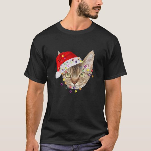 おもしろいクリスマスデボンレックスクリスマスライトアドワイブル顔 Tシャツ (正面)