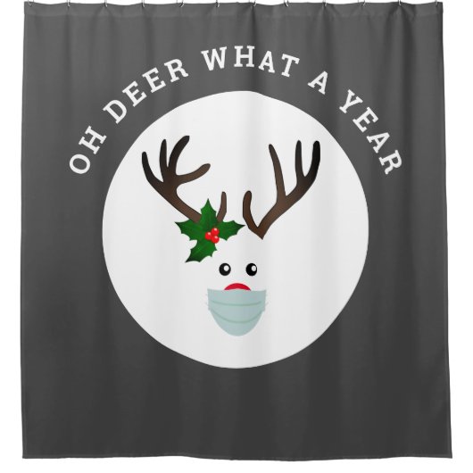 おもしろいクリスマストナカイ引用文 シャワーカーテン (正面)