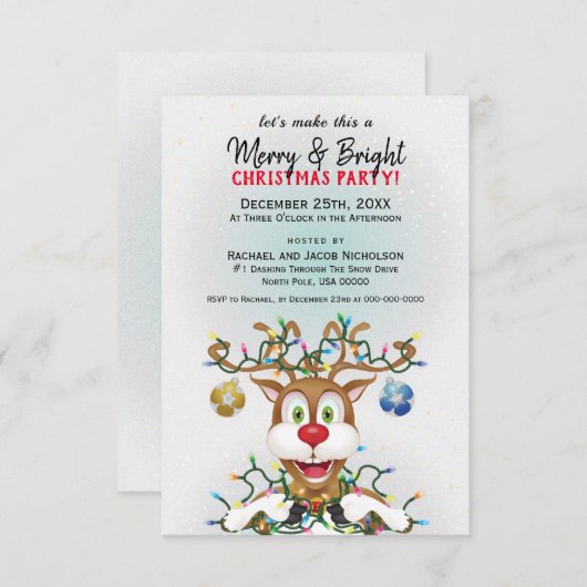 おもしろいクリスマストナディアホリデーパーティー 招待状 (正面/裏面)