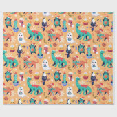 おもしろいクリスマスドッグアボカドサボテン ラッピングペーパー (フラット)