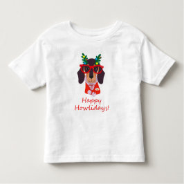 おもしろいクリスマスドッグハウリデイズドキシードシュントかわいい トドラーTシャツ