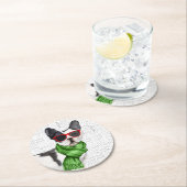 おもしろいクリスマスドッグボストンテリア品種 ラウンドペーパーコースター (インサイチュ)