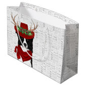 おもしろいクリスマスドッグ縁どコリー恋人 ラージペーパーバッグ (裏面アングル)