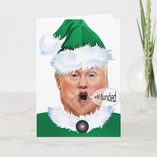 おもしろいクリスマスドナルドトランプ小妖精や小人 シーズンカード (正面)