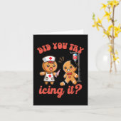 おもしろいクリスマスナースジンジャーブレッドマンはIcを試した カード (黄色い花)