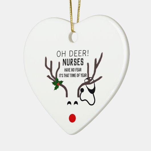 おもしろいクリスマスナース聴診器 セラミックオーナメント (左)