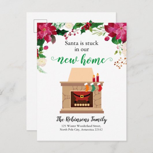 おもしろいクリスマスニューホームサンタホリデイムービング 案内ポストカード (正面/裏面)