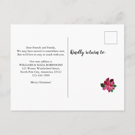 おもしろいクリスマスニューホームサンタホリデイムービング 案内ポストカード (裏面)