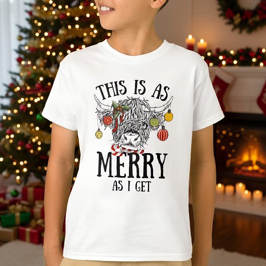 おもしろいクリスマスハイランド牛 Tシャツ
