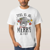 おもしろいクリスマスハイランド牛 Tシャツ (正面)