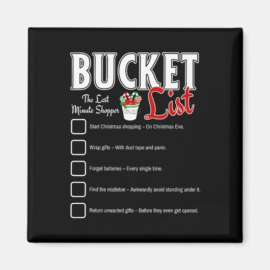 おもしろいクリスマスバケツリストデザインクリスマスホリデイHu マグネット (正面)