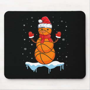 おもしろいクリスマスバスケットボールサンタ雪だるま マウスパッド