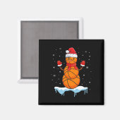 おもしろいクリスマスバスケットボールサンタ雪だるま マグネット (正面/裏面)